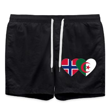 Norway Algeria Flag Heart - Swim Trunks - black - Front - AI Model Male 185 light (185cm)