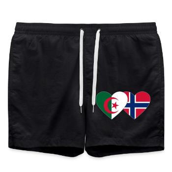 Algeria Norway Flag Heart - Swim Trunks - black - Front - AI Model Male 185 light (185cm)