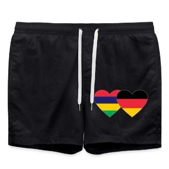 Mauritius Germany Flag Heart - Swim Trunks - black - Front - AI Model Male 185 light (185cm)