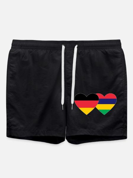 Germany Mauritius Flag Heart - Swim Trunks - black
