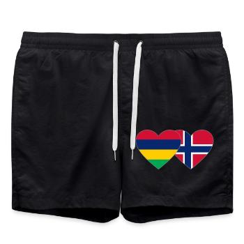 Mauritius Norway Flag Heart - Swim Trunks - black - Front - AI Model Male 185 light (185cm)