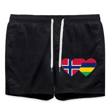 Norway Mauritius Flag Heart - Swim Trunks - black - Front - AI Model Male 185 light (185cm)