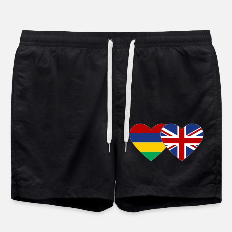 Maurice Angleterre Flag Heart - Short de bain - noir
