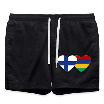 Finland Mauritius Flag Heart - Swim Trunks - black - Front - AI Model Male 185 light (185cm)
