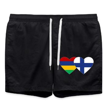 Mauritius Finland Flag Heart - Swim Trunks - black - Front - AI Model Male 185 light (185cm)