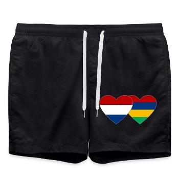 Holland Mauritius Flagge Herz - Badeshorts - Schwarz - Vorne - AI Model Male 185 light (185cm)
