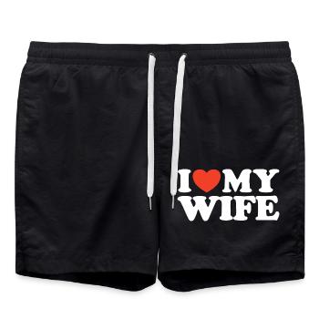 I love my wife Heart Shirt - Swim Trunks - black - Front - AI Model Male 185 light (185cm)