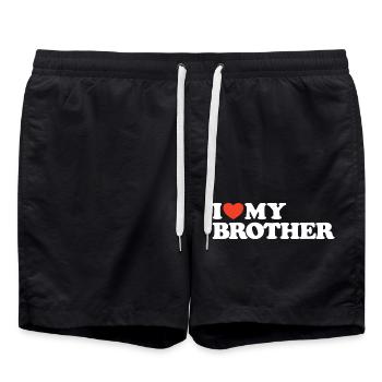 I Love My Brother Heart T-Shirt - Swim Trunks - black - Front - AI Model Male 185 light (185cm)