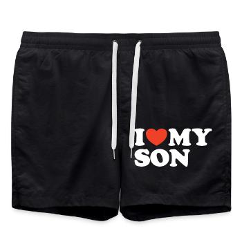 I love my son heart shirt - Swim Trunks - black - Front - AI Model Male 185 light (185cm)
