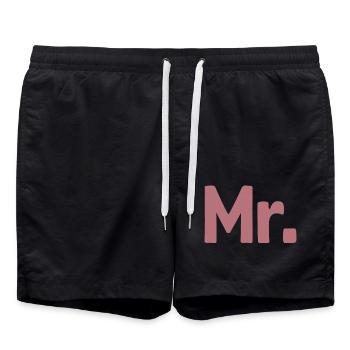 Mr. Matching Paar Verlobung Hochzeit Flitterwochen - Badeshorts - Schwarz - Vorne - AI Model Male 185 light (185cm)