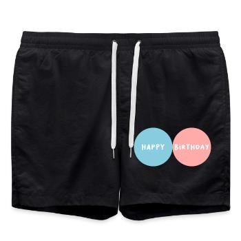 JAHRESTAG. ALLES GUTE ZUM GEBURTSTAG!. ALLES GUTE ZUM GEBURTSTAG!. - Badeshorts - Schwarz - Vorne - AI Model Male 185 light (185cm)