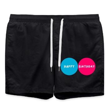 JAHRESTAG. ALLES GUTE ZUM GEBURTSTAG!. ALLES GUTE ZUM GEBURTSTAG!. - Badeshorts - Schwarz - Vorne - AI Model Male 185 light (185cm)