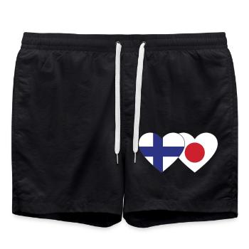 Finland Japan Flag Heart - Swim Trunks - black - Front - AI Model Male 185 light (185cm)