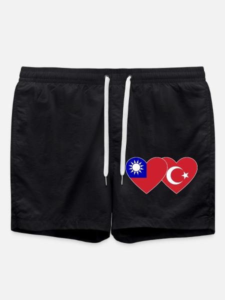 Taïwan Türkiye drapeau coeur - Short de bain - noir