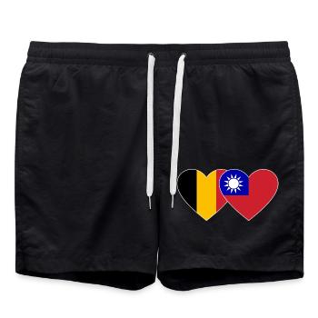 Belgique Drapeau de Taïwan Coeur - Short de bain - noir - Devant - AI Model Male 185 light (185cm)