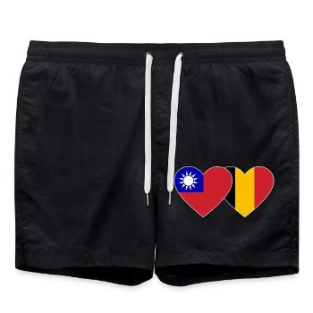 Taïwan Belgique Flag Heart - Short de bain - noir - Devant - AI Model Male 185 light (185cm)