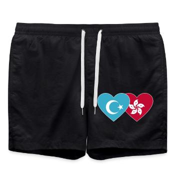 Uighurs Hong Kong Flag Heart - Swim Trunks - black - Front - AI Model Male 185 light (185cm)