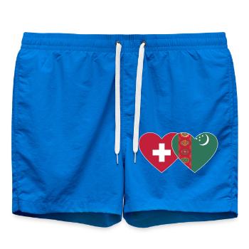 Schweiz Turkmenistan Flagge Herz - Badeshorts - Cobalt blue - Vorne