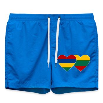 Mauritius Lithuania Flag Heart - Swim Trunks - cobalt blue - Front