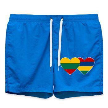 Lithuania Mauritius Flag Heart - Swim Trunks - cobalt blue - Front