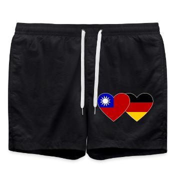 Taïwan Allemagne Flag Heart - Short de bain - noir - Devant - AI Model Male 185 light (185cm)