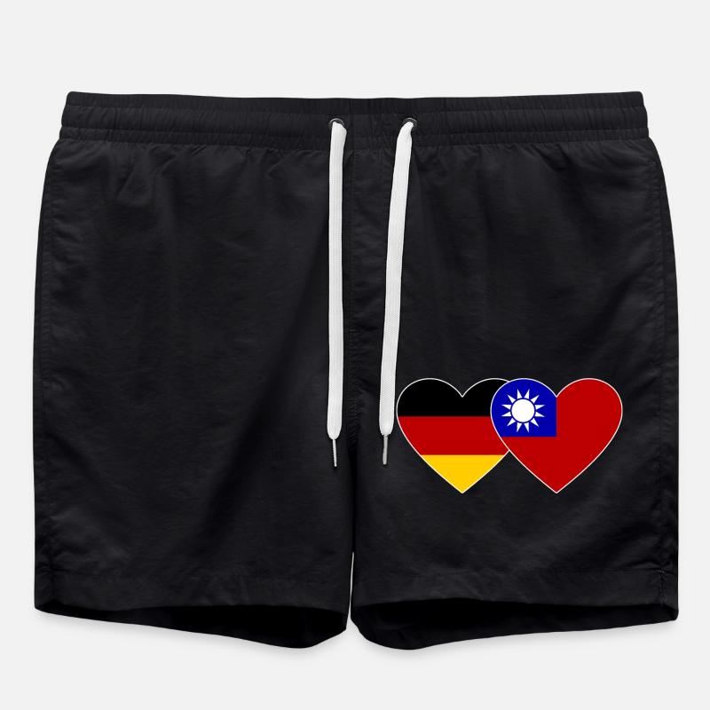Germany Taiwan Flag Heart - Swim Trunks - black