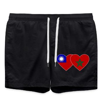 Taiwan Maroc Flag Heart - Short de bain - noir - Devant - AI Model Male 185 light (185cm)