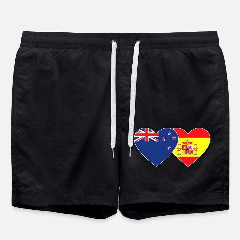Nouvelle-Zélande Espagne Flag Heart - Short de bain - noir