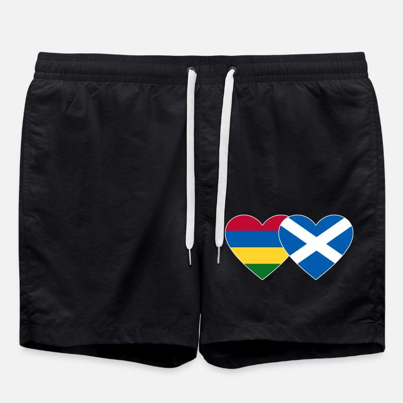 Mauritius Schottland Flagge Herz - Badeshorts - Schwarz
