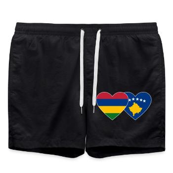 Mauritius Bosnia Flag Heart - Swim Trunks - black - Front - AI Model Male 185 light (185cm)
