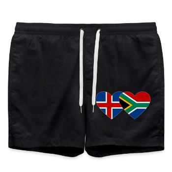 Iceland South Africa Flag Heart - Swim Trunks - black - Front - AI Model Male 185 light (185cm)