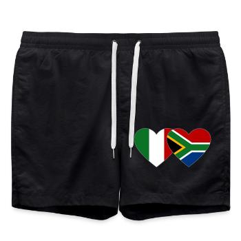 Italy South Africa Flag Heart - Swim Trunks - black - Front - AI Model Male 185 light (185cm)