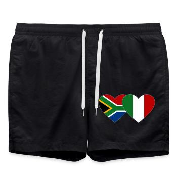 Afrique du Sud Italie Flag Heart - Short de bain - noir - Devant - AI Model Male 185 light (185cm)