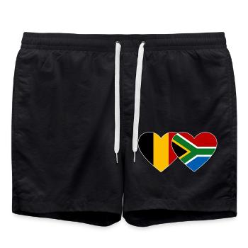 Belgium South Africa Flag Heart - Swim Trunks - black - Front - AI Model Male 185 light (185cm)