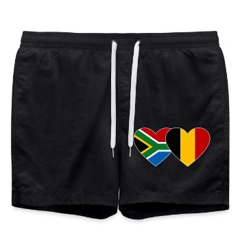 Afrique du Sud Belgique Flag Heart - Short de bain - noir - Devant - AI Model Male 185 light (185cm)