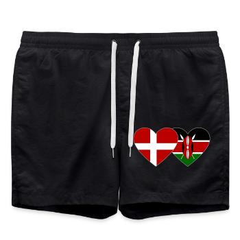 Danemark Kenya Flag Heart - Short de bain - noir - Devant - AI Model Male 185 light (185cm)
