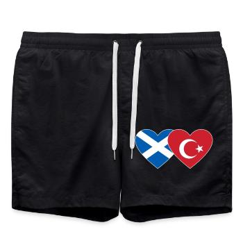 Schottland Türkei Flagge Herz - Badeshorts - Schwarz - Vorne - AI Model Male 185 light (185cm)