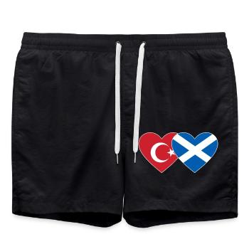 Turkey Scotland Flag Heart - Swim Trunks - black - Front - AI Model Male 185 light (185cm)