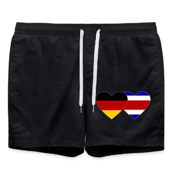 Deutschland Costa Rica Herz Flagge - Badeshorts - Schwarz - Vorne - AI Model Male 185 light (185cm)
