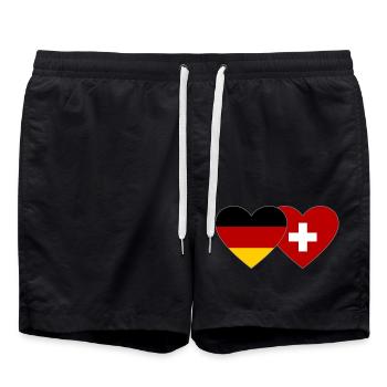 Germany Switzerland Heart Flag - Swim Trunks - black - Front - AI Model Male 185 light (185cm)