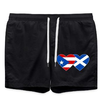 Porto Rico Ecosse Drapeau Coeur - Short de bain - noir - Devant - AI Model Male 185 light (185cm)