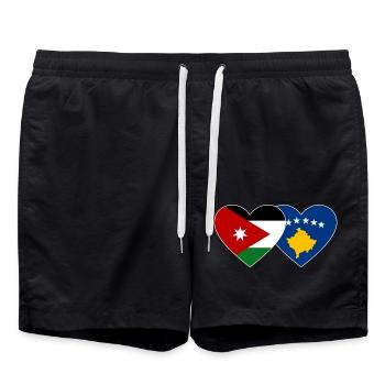 Jordan Bosnia Flag Heart - Swim Trunks - black - Front - AI Model Male 185 light (185cm)