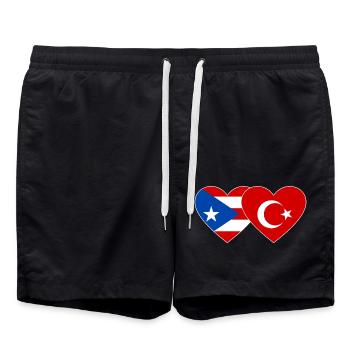 Drapeau du cœur de la Turquie de Porto Rico - Short de bain - noir - Devant - AI Model Male 185 light (185cm)