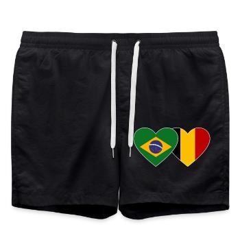 Brasilien Belgien Herz Flagge - Badeshorts - Schwarz - Vorne - AI Model Male 185 light (185cm)