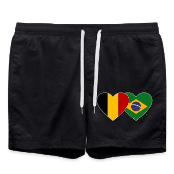 Belgien Brasilien Herz Flagge - Badeshorts - Schwarz - Vorne - AI Model Male 185 light (185cm)