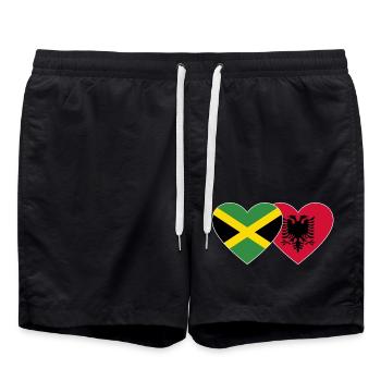 Jamaïque Albanie Drapeau du cœur - Short de bain - noir - Devant - AI Model Male 185 light (185cm)