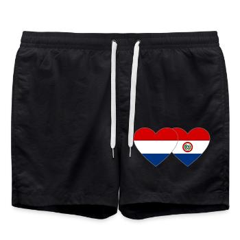 Holland Paraguay Herz Flagge - Badeshorts - Schwarz - Vorne - AI Model Male 185 light (185cm)