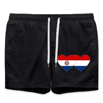 Paraguay Holland Herz Flagge - Badeshorts - Schwarz - Vorne - AI Model Male 185 light (185cm)