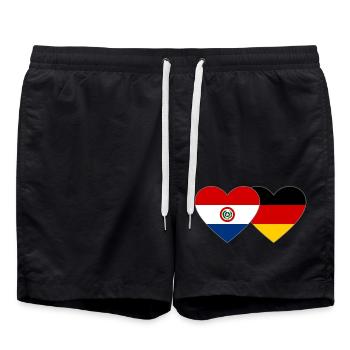 Paraguay Deutschland Herz Flagge - Badeshorts - Schwarz - Vorne - AI Model Male 185 light (185cm)