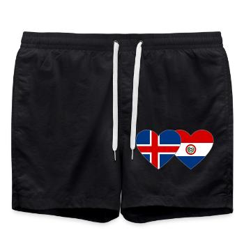 Island Paraguay Herz Flagge - Badeshorts - Schwarz - Vorne - AI Model Male 185 light (185cm)